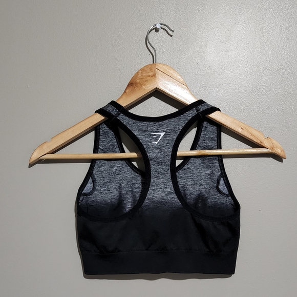 Gymshark Adapt Black Ombre Dip Dye Seamless Racer Back Sports Bra - Picture 7 of 7